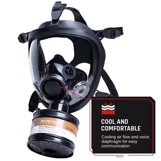 Full Face Organic Vapor Tactical Gas Mask and Survival Respirator with 40Mm P-D-1 Filter Pod