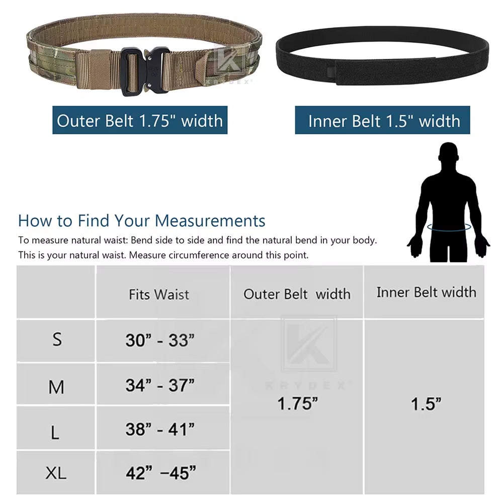 Camo 2 in 1 Rigger Duty MOLLE Belt for Hunting Shooting 1.75” & 1.5” 2-Color Quick Release Outer & Inner Tactical Belt
