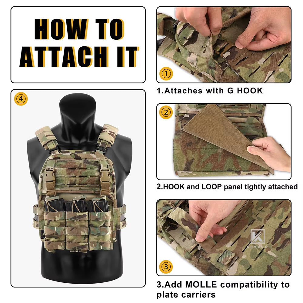Tactical MOLLE Front Panel Detachable Flap Adapt G Hook Buckle for Hunting Vest Plate Carrier Chest Rig Accessories
