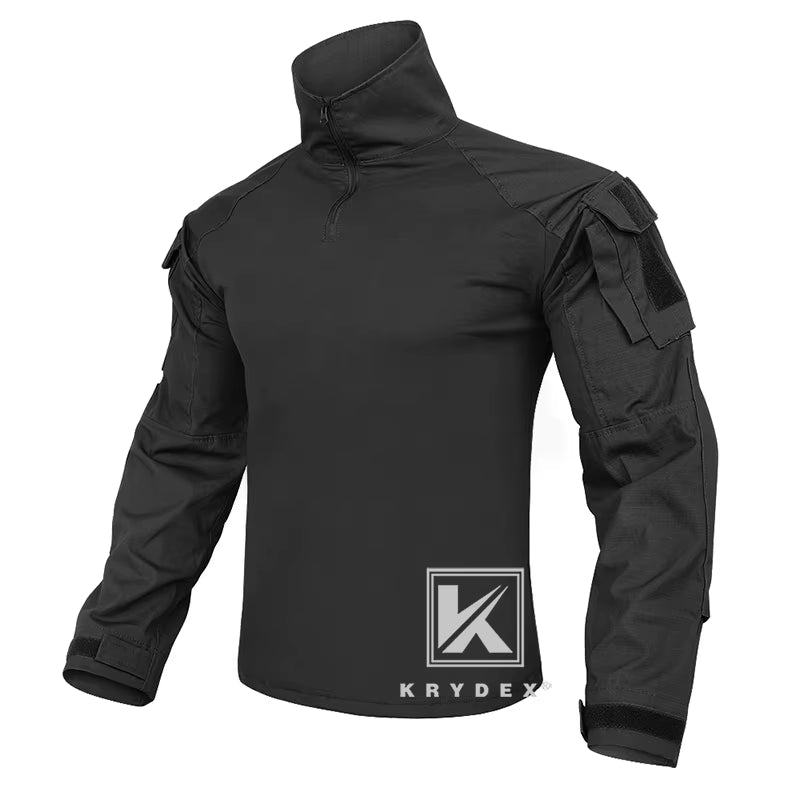 Combat Shirt with Elbow Pads for Hunting Outdoor Tops Tactical Clothes MC Tiger Stripes Shirts