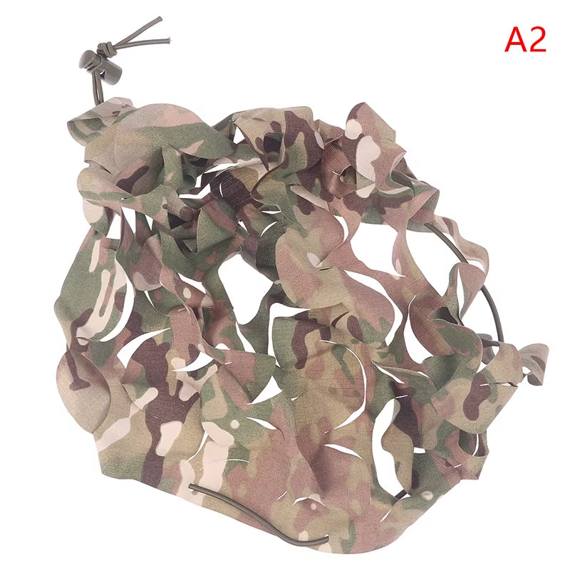 3D Tactical Camo Net Helmet Cover Laser Cut Nylon Drawstring Camo Helmet Cover Scrim CS Paintball Paratrooper Accessories
