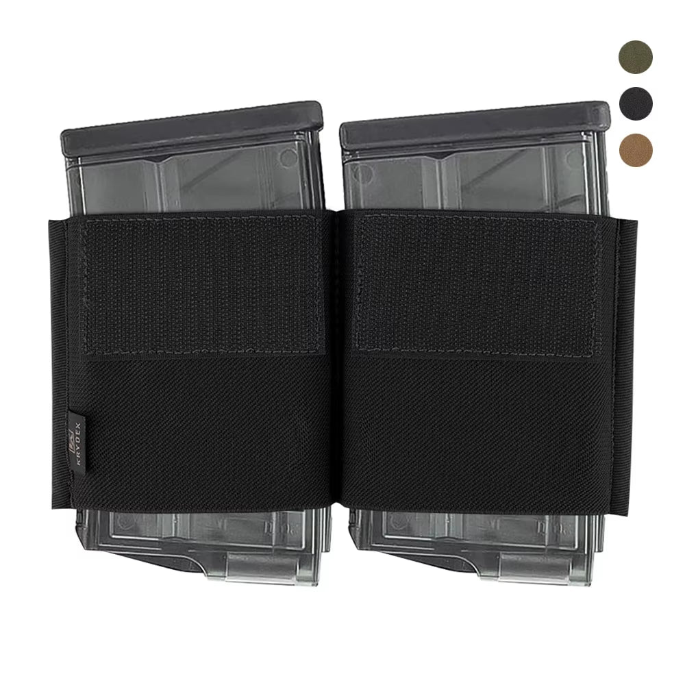 Tactical Double Rifle 7.62 HK Magazine Pouch Insert Elastic Buld-In Mag Holder with Hook Fasteners for MK3 MK4 Chest Rig
