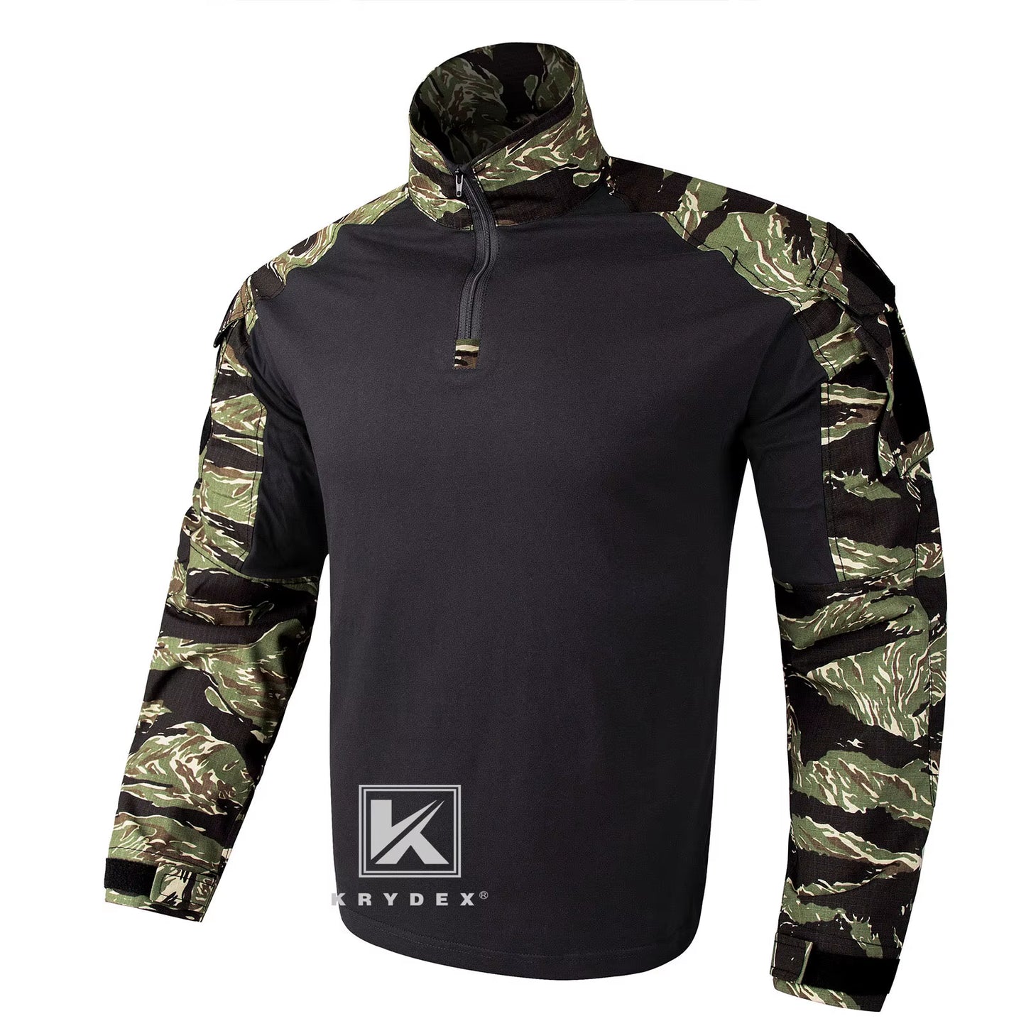 Combat Shirt with Elbow Pads for Hunting Outdoor Tops Tactical Clothes MC Tiger Stripes Shirts