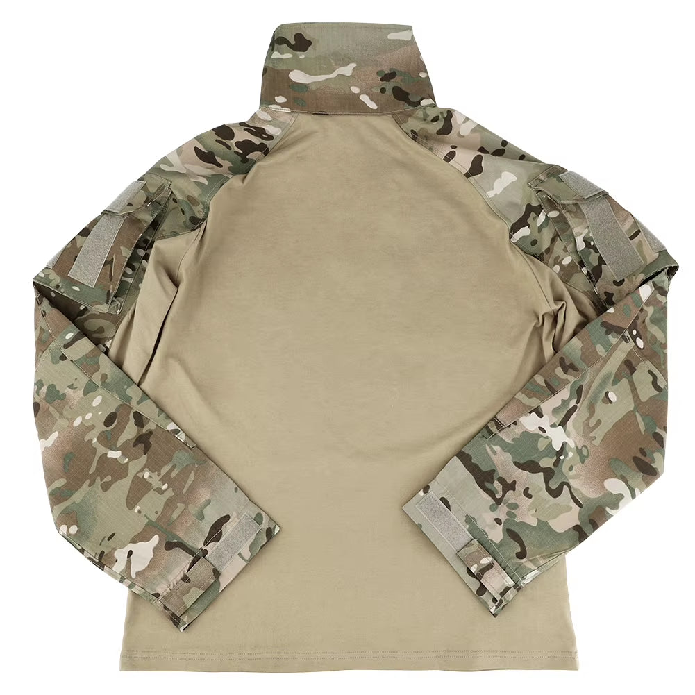 Combat Shirt with Elbow Pads for Hunting Outdoor Tops Tactical Clothes MC Tiger Stripes Shirts
