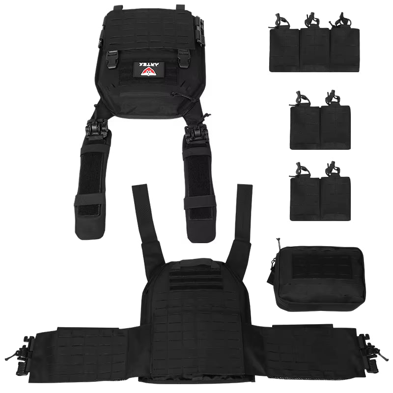 Artex New Combat Vest 6094 Quick Detachable Light Laser Cut Tactical Vest Black Gear to Carry Airsoft Carrier Combat Equipment