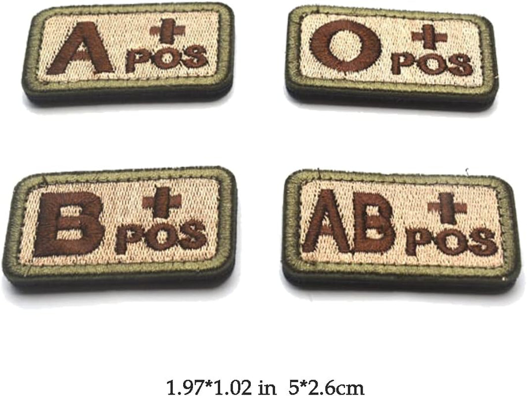 8 PCS Blood Type Patches A+ B+ AB+ 0+ Positive A- B- AB- 0- Negative Embroidered Tactical Patch Hook and Loop