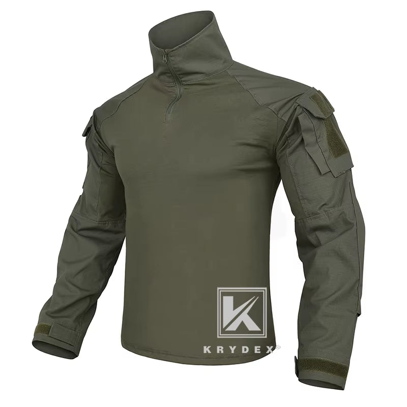 Combat Shirt with Elbow Pads for Hunting Outdoor Tops Tactical Clothes MC Tiger Stripes Shirts