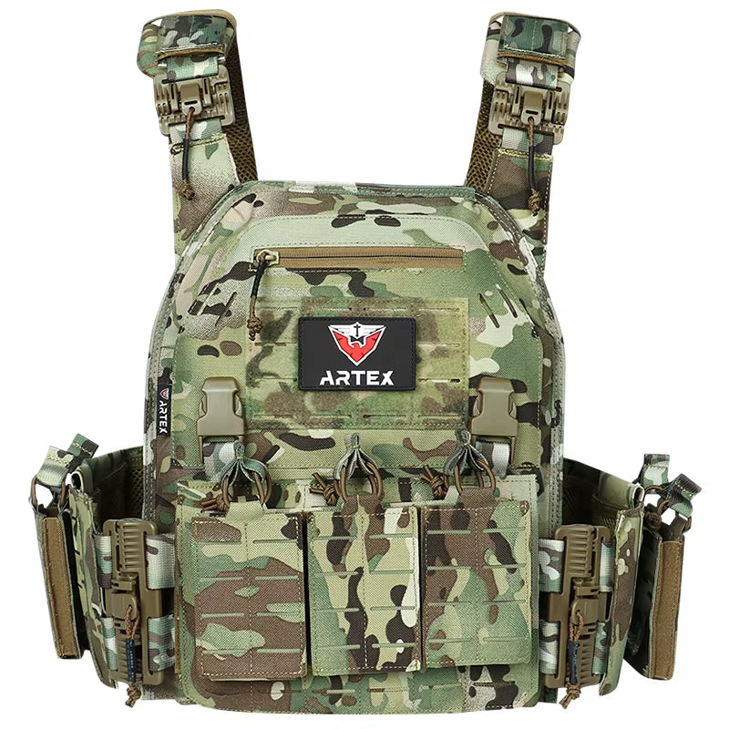 Artex New Combat Vest 6094 Quick Detachable Light Laser Cut Tactical Vest Black Gear to Carry Airsoft Carrier Combat Equipment