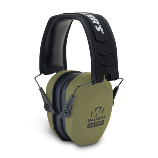 Razor Slim Passive Earmuff - Ultra Low-Profile Earcups - Olive Dark Green, One Size
