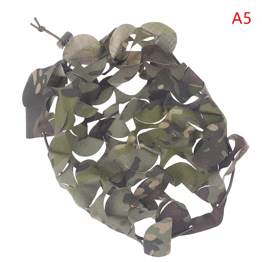 3D Tactical Camo Net Helmet Cover Laser Cut Nylon Drawstring Camo Helmet Cover Scrim CS Paintball Paratrooper Accessories